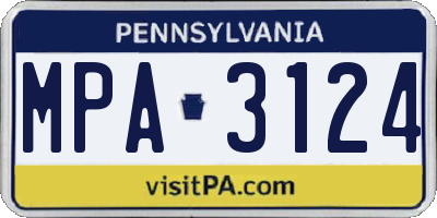 PA license plate MPA3124