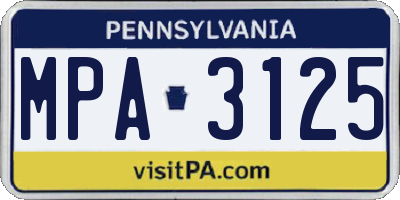 PA license plate MPA3125