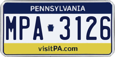 PA license plate MPA3126