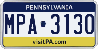 PA license plate MPA3130