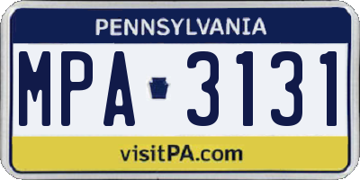 PA license plate MPA3131