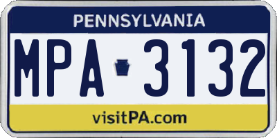 PA license plate MPA3132