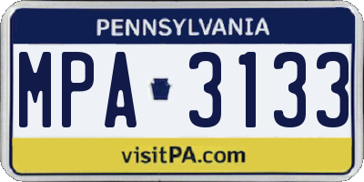 PA license plate MPA3133