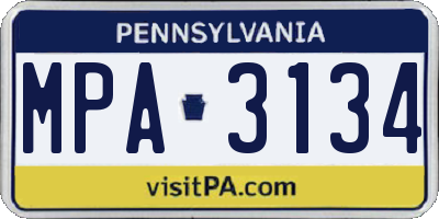 PA license plate MPA3134