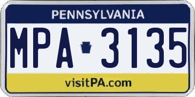 PA license plate MPA3135