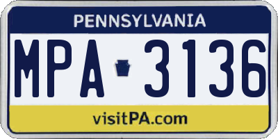 PA license plate MPA3136