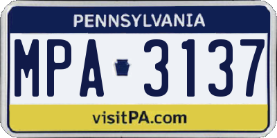 PA license plate MPA3137