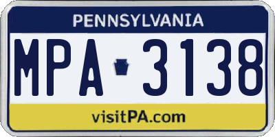 PA license plate MPA3138