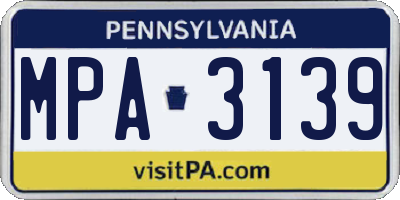 PA license plate MPA3139