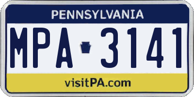 PA license plate MPA3141