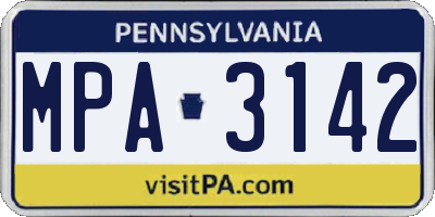 PA license plate MPA3142