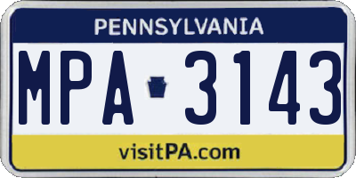 PA license plate MPA3143