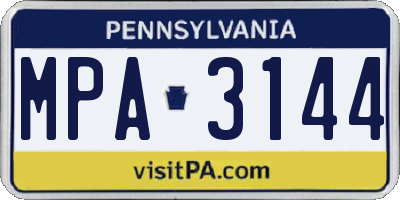 PA license plate MPA3144