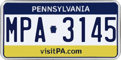 PA license plate MPA3145