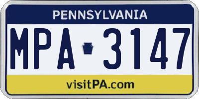 PA license plate MPA3147