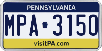 PA license plate MPA3150