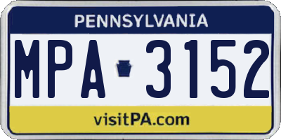 PA license plate MPA3152