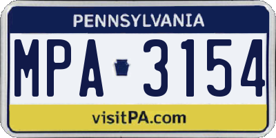 PA license plate MPA3154