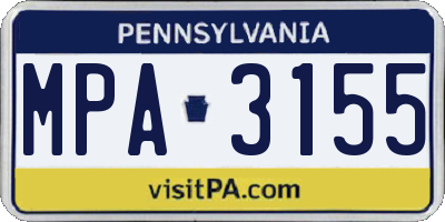 PA license plate MPA3155
