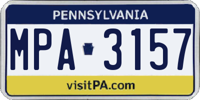 PA license plate MPA3157