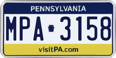 PA license plate MPA3158