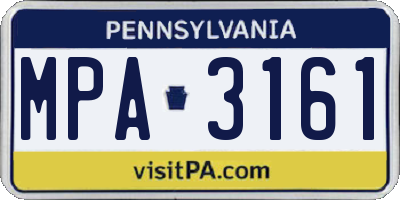 PA license plate MPA3161
