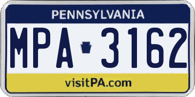 PA license plate MPA3162