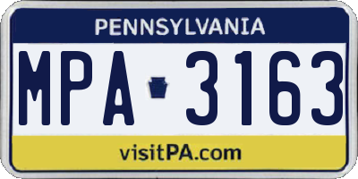 PA license plate MPA3163