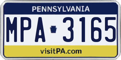 PA license plate MPA3165