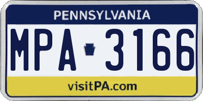 PA license plate MPA3166