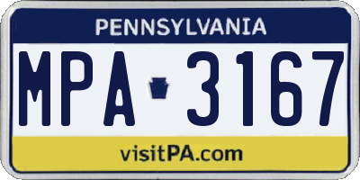 PA license plate MPA3167