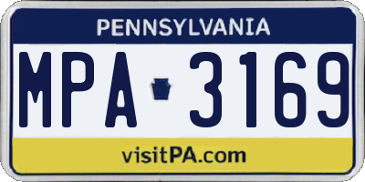PA license plate MPA3169