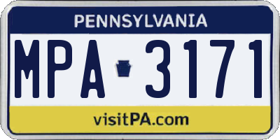 PA license plate MPA3171