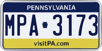 PA license plate MPA3173
