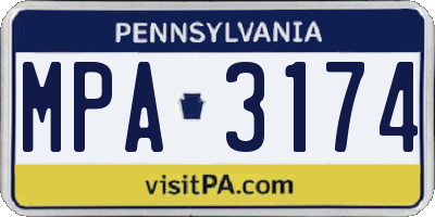 PA license plate MPA3174