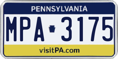 PA license plate MPA3175