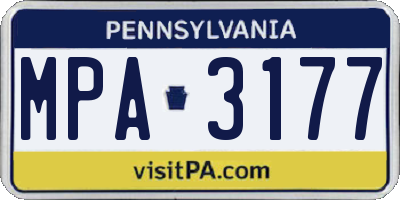 PA license plate MPA3177