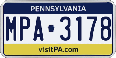 PA license plate MPA3178