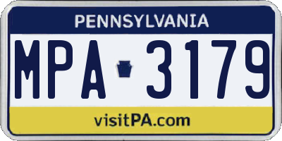 PA license plate MPA3179