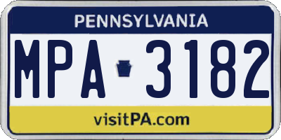PA license plate MPA3182
