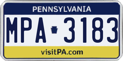 PA license plate MPA3183