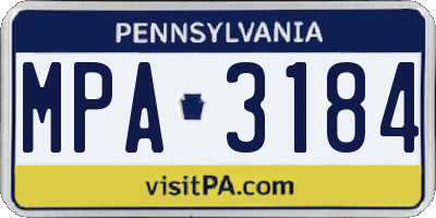 PA license plate MPA3184