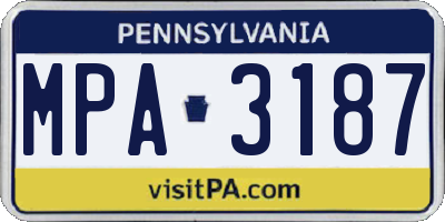 PA license plate MPA3187