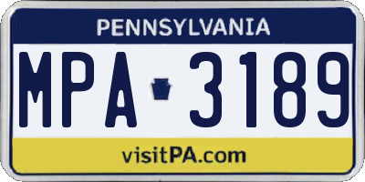 PA license plate MPA3189