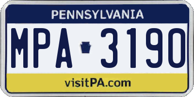 PA license plate MPA3190
