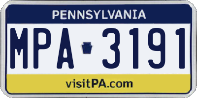 PA license plate MPA3191