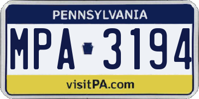 PA license plate MPA3194