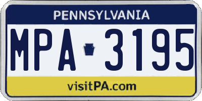 PA license plate MPA3195