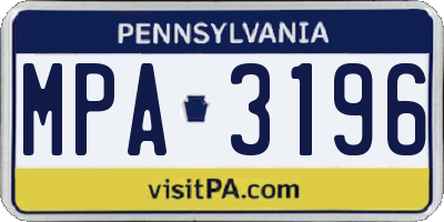 PA license plate MPA3196