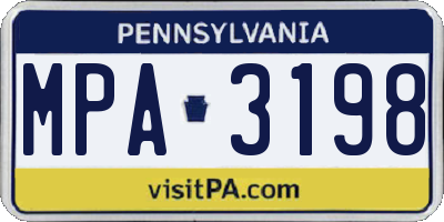 PA license plate MPA3198